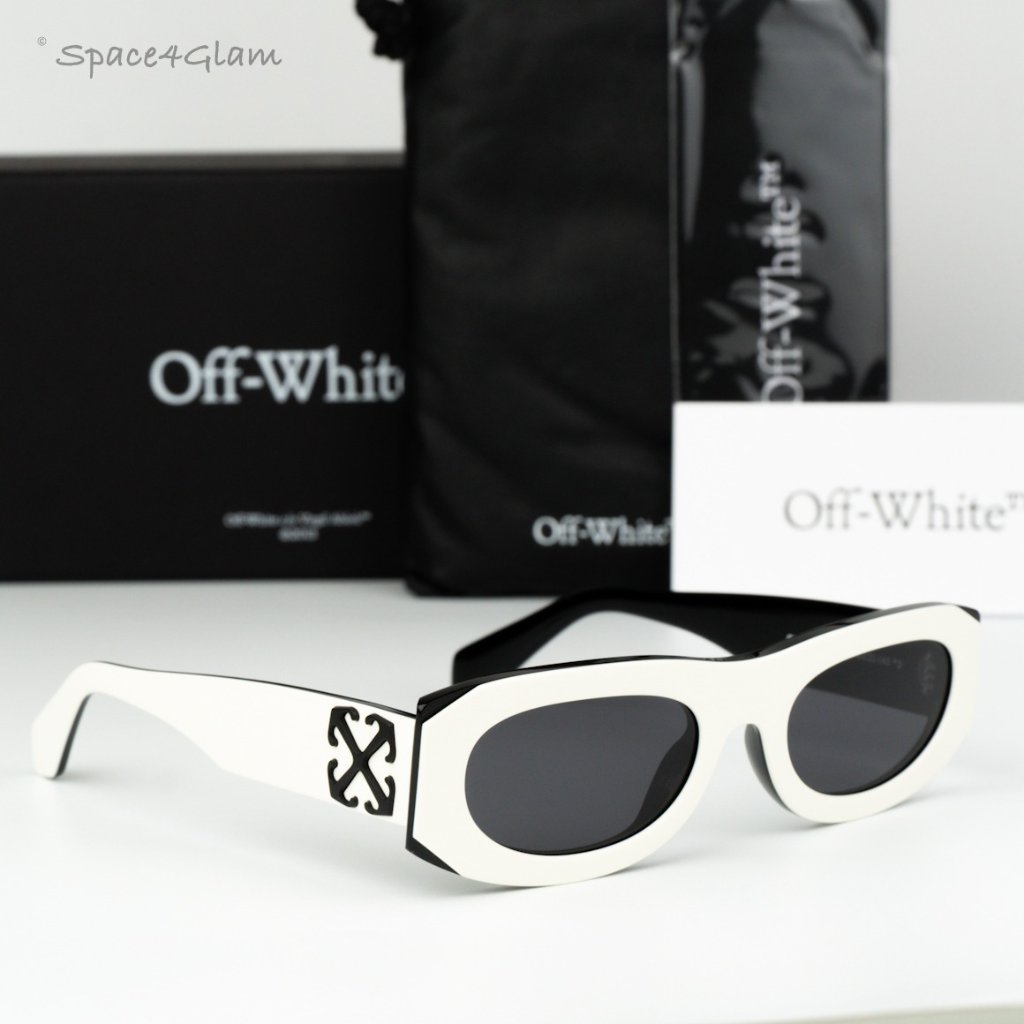 Off-White Women Sunglasses White Black Grey Oval Oeri13o Orlando 0107 Brand New